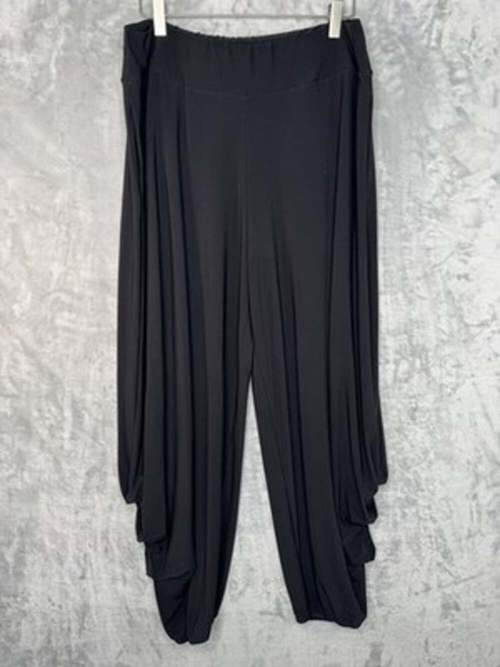 IC By Connie K Pants Womens L Black Jersey Ruched Harem Lounge Pants Casual